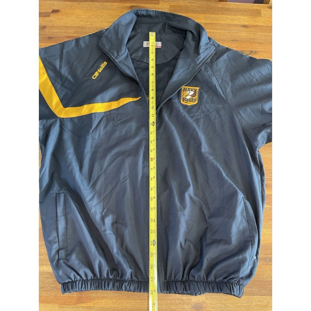 O'Neills US Navy Rugby Jacket Mens Large Full Zip Navy Blue / Yellow Lightweight - Picture 11 of 16